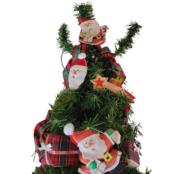 Vintage Smile Victorian Wall Tree Santa Claus Plaid Accents Battery Operated - Picture 6 of 10